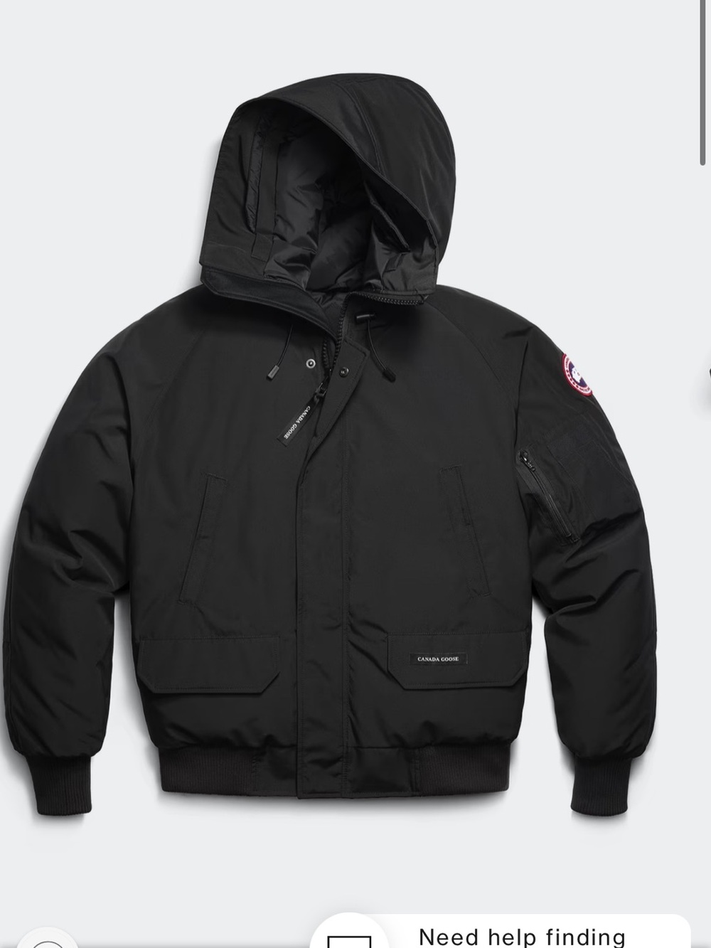 Canada Goose Black Hooded Bomber Puffer Jacket